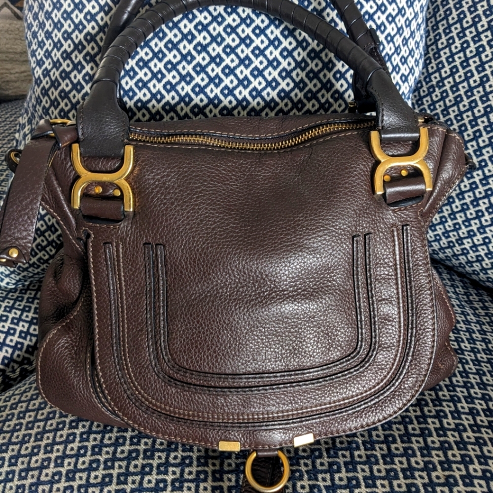 Authentic Chloe Marcie Leather Handbag - Chocolate Brown